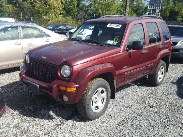 1J4GL58K52W111310 - 2002 JEEP LIBERTY LI BURGUNDY photo 2