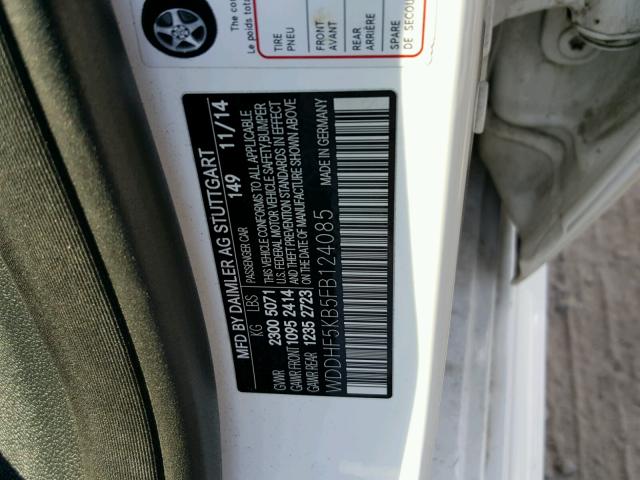 WDDHF5KB5FB124085 - 2015 MERCEDES-BENZ E 350 WHITE photo 10