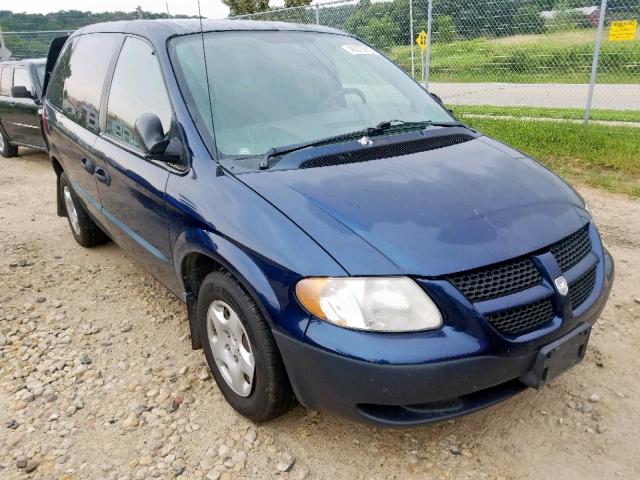 1B4GP25372B737693 - 2002 DODGE CARAVAN SE BLUE photo 1