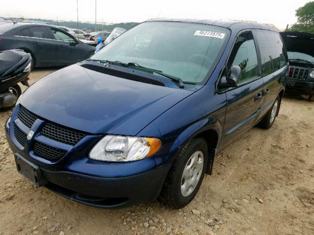 1B4GP25372B737693 - 2002 DODGE CARAVAN SE BLUE photo 2