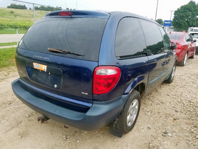 1B4GP25372B737693 - 2002 DODGE CARAVAN SE BLUE photo 4