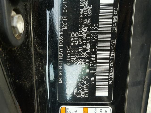 JF1ZNAA18D1726135 - 2013 TOYOTA SCION FR-S BLACK photo 10