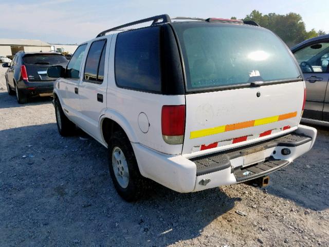 1GNDT13W21K225841 - 2001 CHEVROLET BLAZER WHITE photo 3