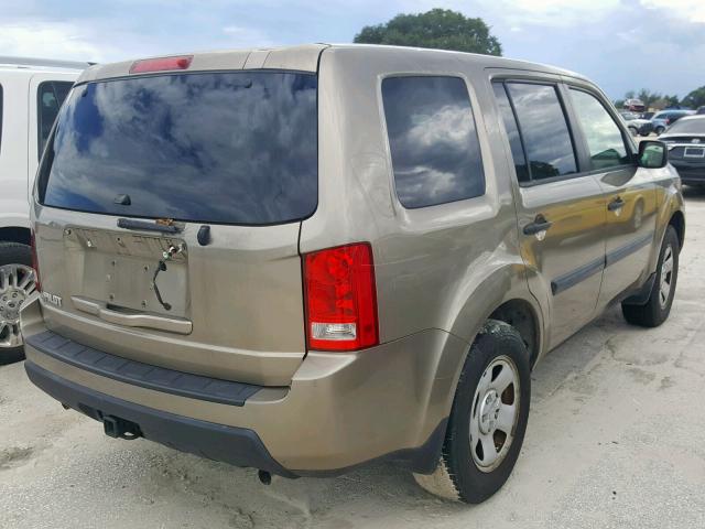 5FNYF38219B019180 - 2009 HONDA PILOT LX GOLD photo 4