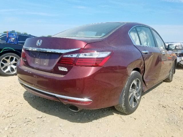 1HGCR2F35HA030652 - 2017 HONDA ACCORD LX MAROON photo 4