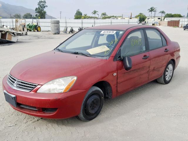 JA3AJ26EX6U016349 - 2006 MITSUBISHI LANCER ES BURGUNDY photo 2