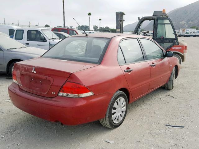 JA3AJ26EX6U016349 - 2006 MITSUBISHI LANCER ES BURGUNDY photo 4