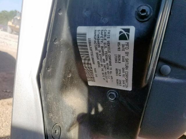 1G8AL52F73Z186608 - 2003 SATURN ION LEVEL SILVER photo 10