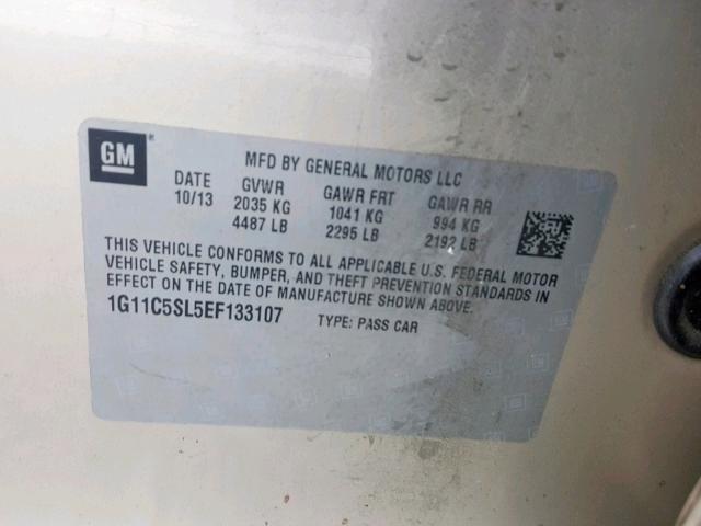 1G11C5SL5EF133107 - 2014 CHEVROLET MALIBU 1LT GOLD photo 10