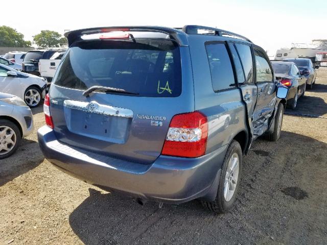 JTEDW21A260013064 - 2006 TOYOTA HIGHLANDER BLUE photo 4