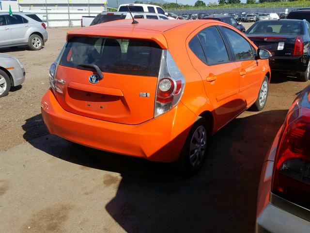 JTDKDTB32D1041820 - 2013 TOYOTA PRIUS C ORANGE photo 4