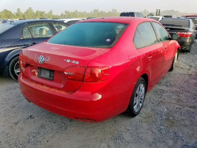 3VW2K7AJ6CM346555 - 2012 VOLKSWAGEN JETTA BASE RED photo 4