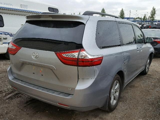 5TDKZ3DC4HS896221 - 2017 TOYOTA SIENNA LE SILVER photo 4