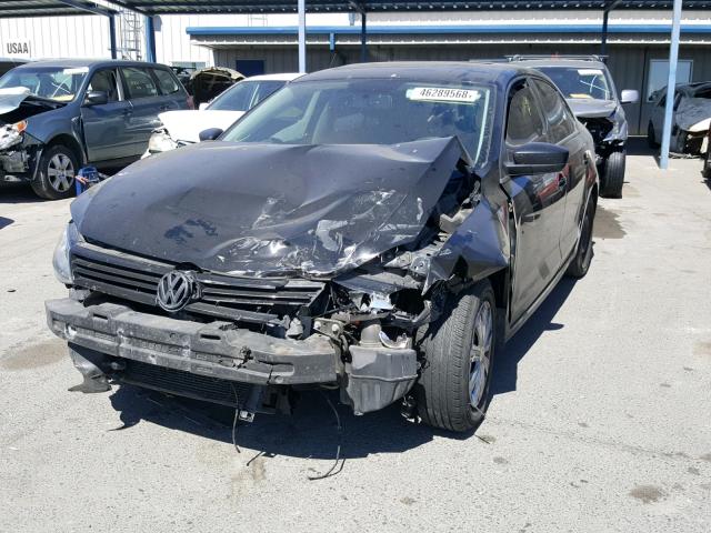 3VW2K7AJ3CM407618 - 2012 VOLKSWAGEN JETTA BASE BLACK photo 2