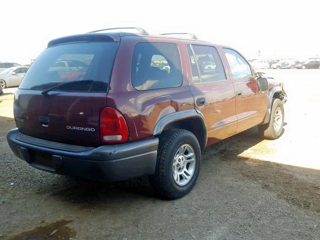 1B4HR38N52F209905 - 2002 DODGE DURANGO SP BURGUNDY photo 4