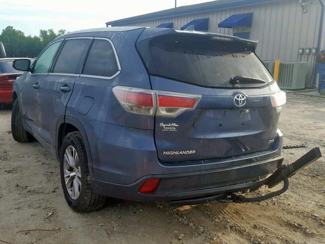 5TDKKRFH2FS072859 - 2015 TOYOTA HIGHLANDER BLUE photo 3