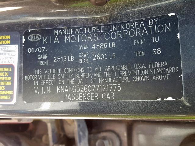 KNAFG526077121775 - 2007 KIA RONDO LX BLUE photo 10