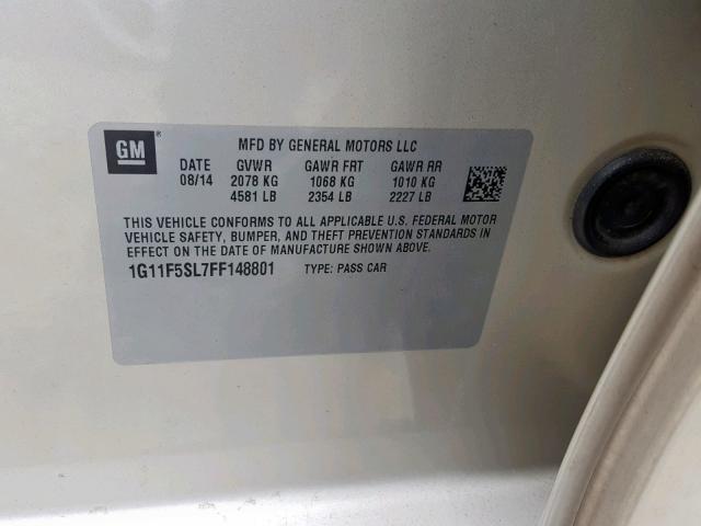 1G11F5SL7FF148801 - 2015 CHEVROLET MALIBU LTZ 金色 照片 10