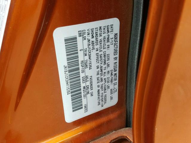 JN1BJ1CR3HW115354 - 2017 NISSAN ROGUE SPOR ORANGE photo 10