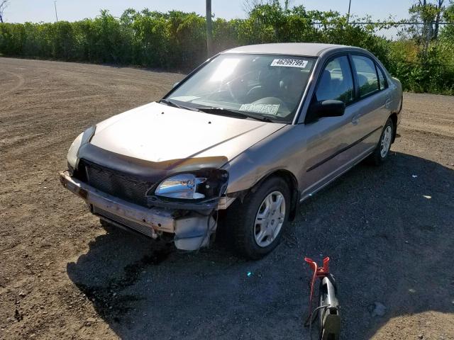 2HGES16462H938200 - 2002 HONDA CIVIC DX BEIGE photo 2