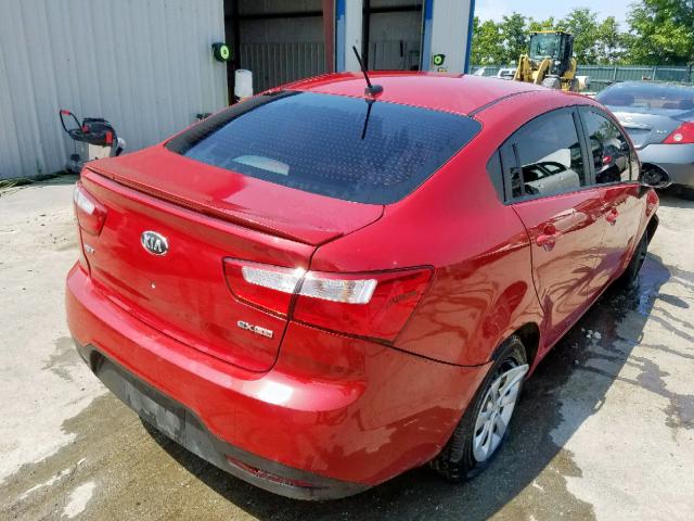 KNADN4A39D6271125 - 2013 KIA RIO EX RED photo 4