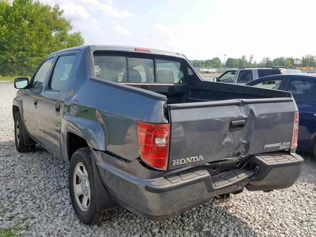 5FPYK1F27BB001914 - 2011 HONDA RIDGELINE GRAY photo 3