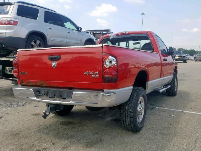 3D7KS26A47G845878 - 2007 DODGE RAM 2500 S წითელი ფოტო 4