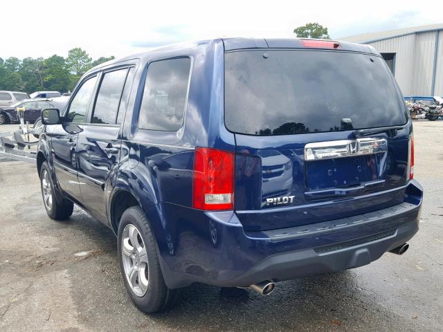 5FNYF3H7XEB017529 - 2014 HONDA PILOT EXLN BLUE photo 3