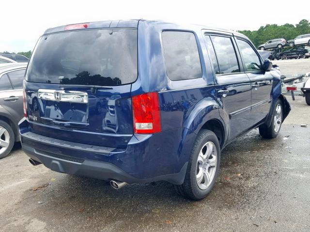 5FNYF3H7XEB017529 - 2014 HONDA PILOT EXLN BLUE photo 4