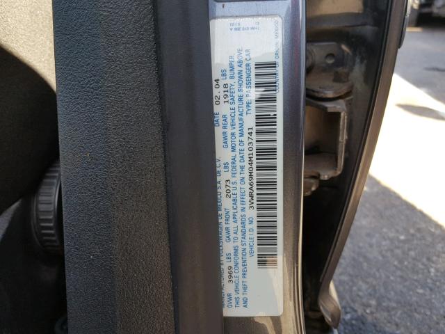 3VWRA69M04M103741 - 2004 VOLKSWAGEN JETTA GL GRAY photo 10