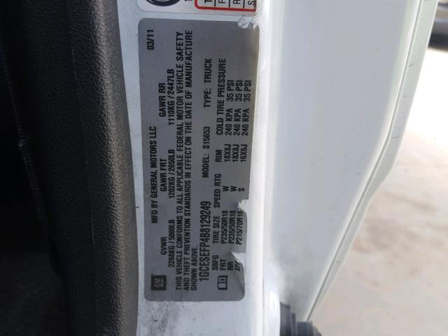 1GCESEFP4B8129249 - 2011 CHEVROLET COLORADO L WHITE photo 10