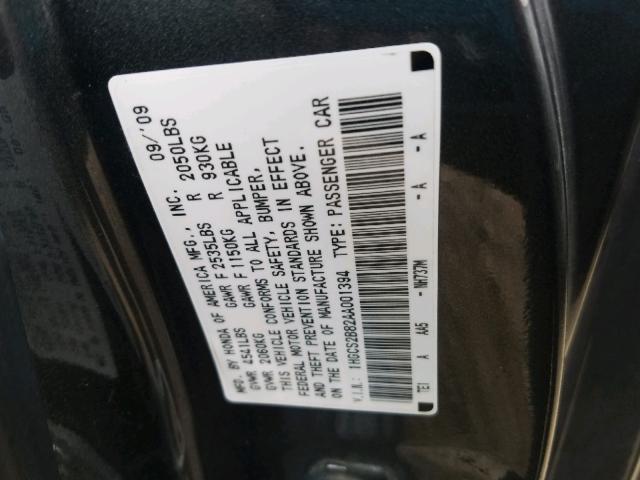 1HGCS2B82AA001394 - 2010 HONDA ACCORD EXL CHARCOAL photo 10