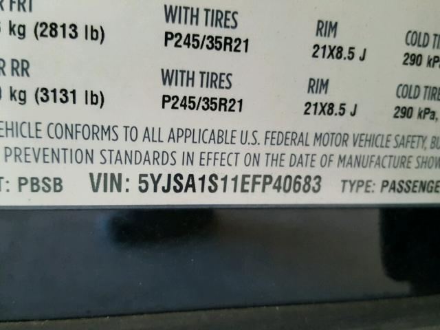 5YJSA1S11EFP40683 - 2014 TESLA MODEL S Qara foto 10