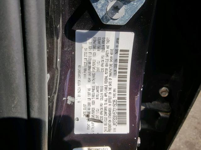 JM3TB38Y570115035 - 2007 MAZDA CX-9 PURPLE photo 10