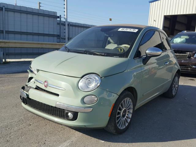 3C3CFFER7DT742754 - 2013 FIAT 500 LOUNGE GREEN photo 2