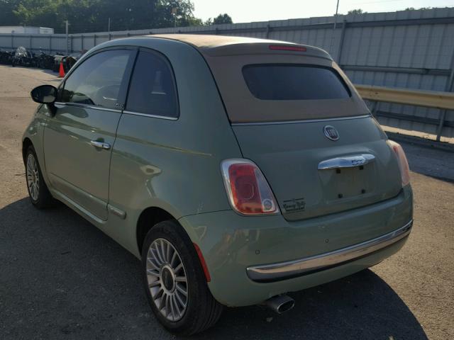 3C3CFFER7DT742754 - 2013 FIAT 500 LOUNGE GREEN photo 3
