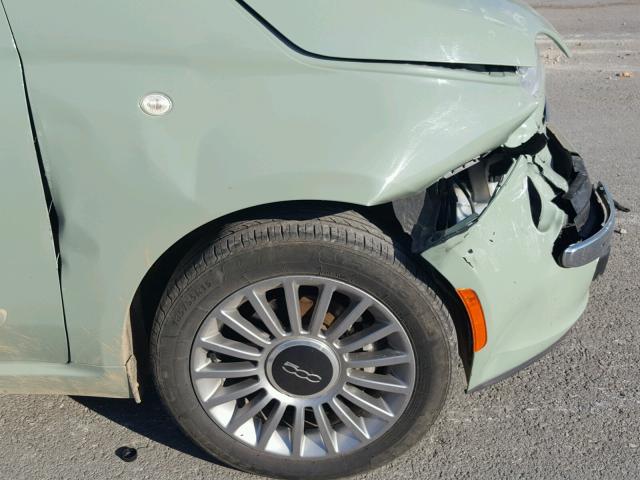 3C3CFFER7DT742754 - 2013 FIAT 500 LOUNGE GREEN photo 9