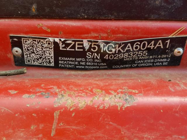 EZE751GKA604A1 - 2017 OTHR MOWERS RED photo 10