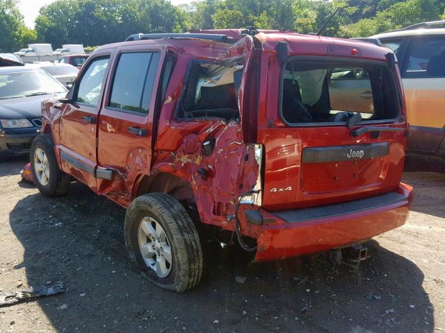 1J8GN28K79W554091 - 2009 JEEP LIBERTY SP RED photo 3