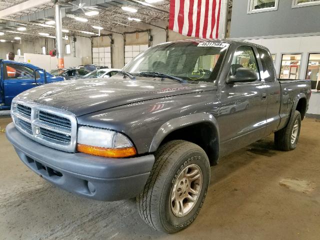 1D7HG12KX4S709439 - 2004 DODGE DAKOTA SXT GRAY photo 2