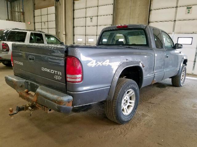 1D7HG12KX4S709439 - 2004 DODGE DAKOTA SXT GRAY photo 4