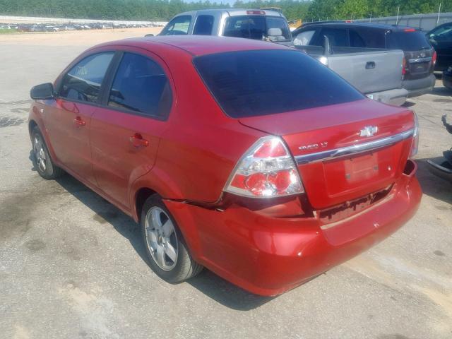 KL1TG56627B175597 - 2007 CHEVROLET AVEO LT RED photo 3