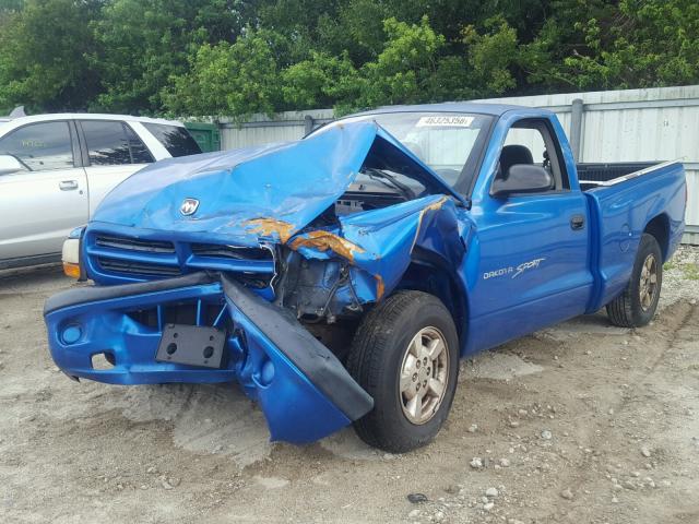 1B7FL26X41S108788 - 2001 DODGE DAKOTA BLUE photo 2