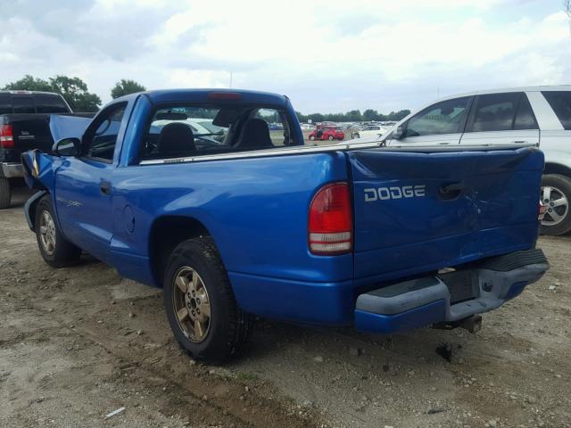 1B7FL26X41S108788 - 2001 DODGE DAKOTA BLUE photo 3