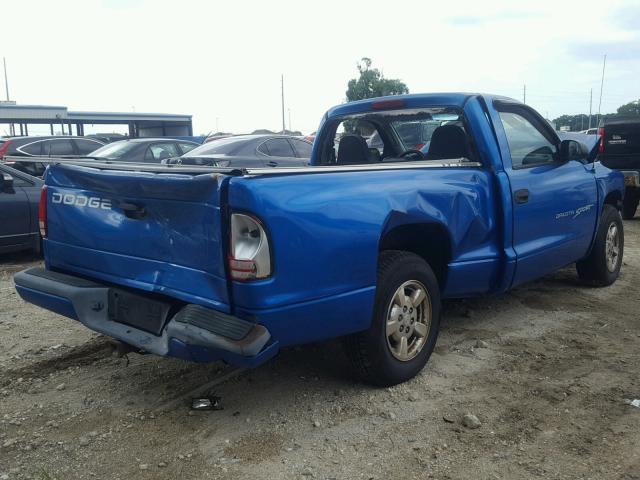 1B7FL26X41S108788 - 2001 DODGE DAKOTA BLUE photo 4