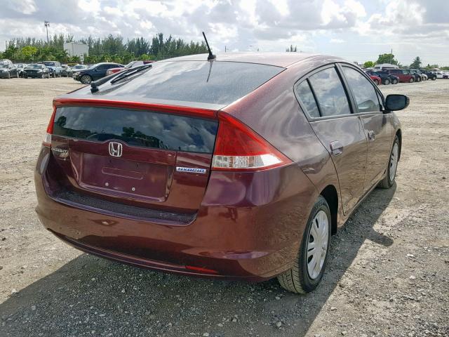 JHMZE2H59BS008902 - 2011 HONDA INSIGHT LX BURGUNDY photo 4