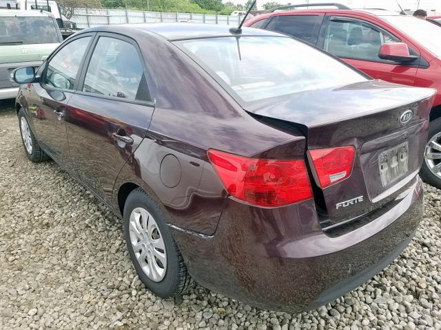 KNAFU4A27A5097642 - 2010 KIA FORTE EX BURGUNDY photo 3