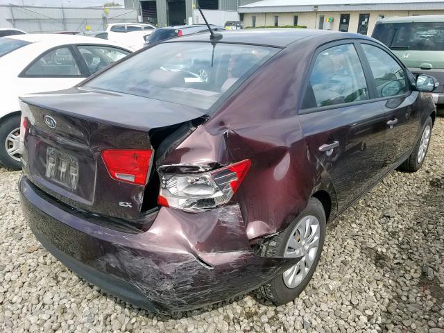 KNAFU4A27A5097642 - 2010 KIA FORTE EX BURGUNDY photo 4