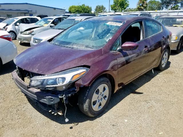 3KPFK4A71HE084419 - 2017 KIA FORTE LX MAROON photo 2