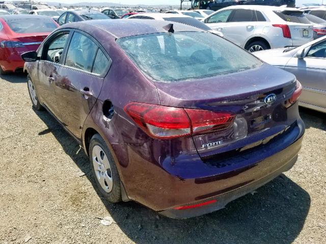 3KPFK4A71HE084419 - 2017 KIA FORTE LX MAROON photo 3